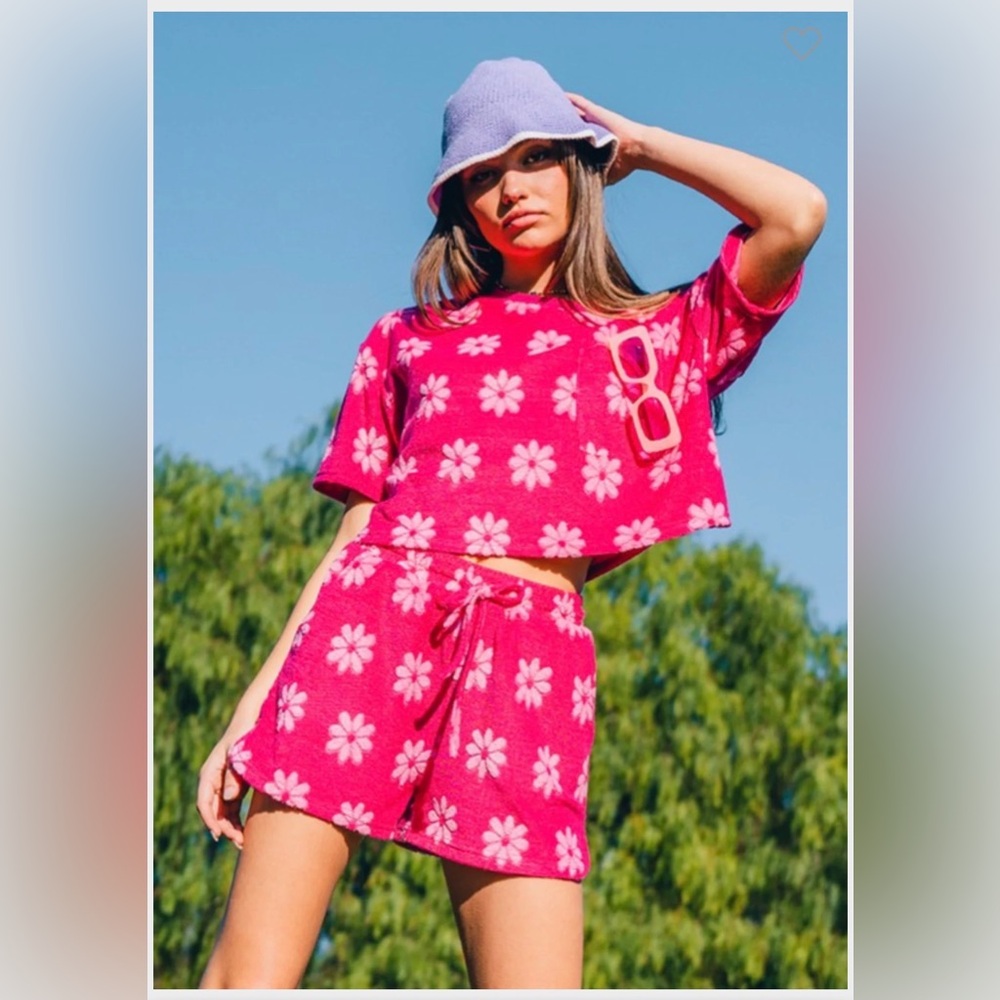 Daisy Days Terry Set (Pink) WOMENS MEDIUM LIKE NEW matching set